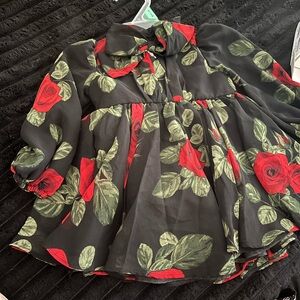Floral baby dress- Black and Red